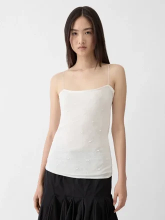 Das drapierte Tanktop aus Plumetis-Strick