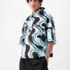 Das kurzärmelige Hemd Pablo Asymmetrisches Hemd mit Zebra Arty-Print