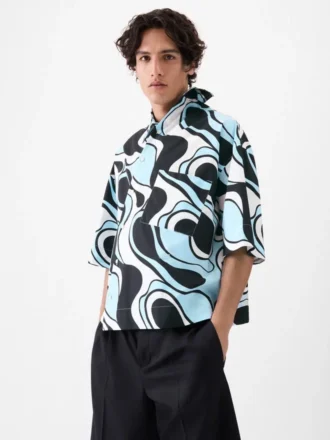 Das kurzärmelige Hemd Pablo Asymmetrisches Hemd mit Zebra Arty-Print