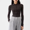 Das Merino-Langarm-Poloshirt Transparentes Strick-Poloshirt
