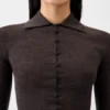 Das Merino-Langarm-Poloshirt Transparentes Strick-Poloshirt