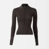 Das Merino-Langarm-Poloshirt Transparentes Strick-Poloshirt
