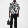Das Pablo-Kurzarmhemd Asymmetrisches Hemd mit Wavy Psyche-Print