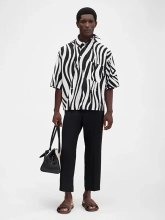Das Pablo-Kurzarmhemd Asymmetrisches Hemd mit Wavy Psyche-Print