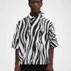 Das Pablo-Kurzarmhemd Asymmetrisches Hemd mit Wavy Psyche-Print