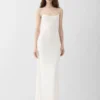 Das Plumetis-Strickkleid Drapiertes transparentes Kleid