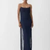 Das Plumetis-Strickkleid Drapiertes transparentes Kleid