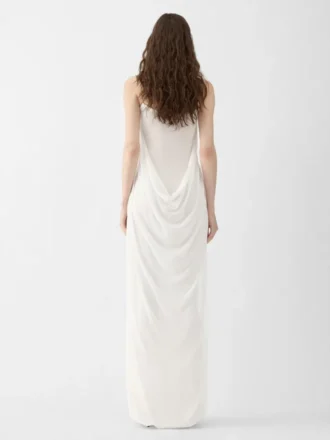 Das Plumetis-Strickkleid Drapiertes transparentes Kleid