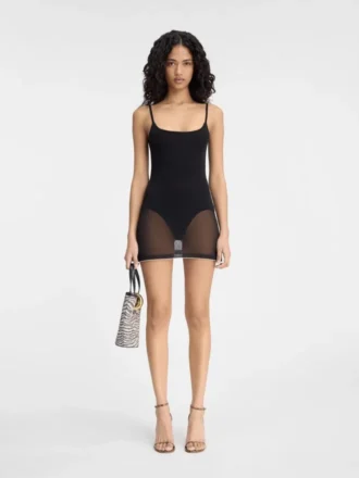 Das Roupao-Strickkleid Transparentes Minikleid