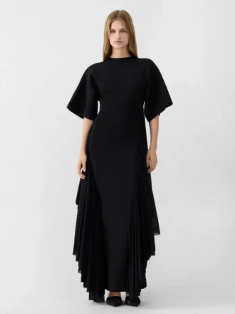 Das Strickkleid Mistral Drapiertes Kurzarmkleid