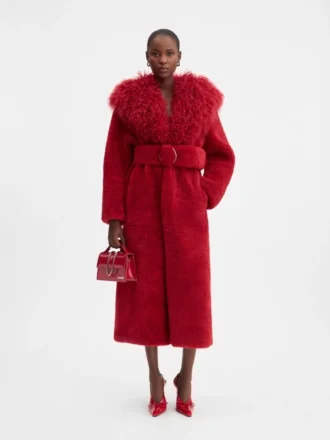 Der lange Pilou-Mantel Langer Shearling-Mantel