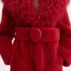 Der lange Pilou-Mantel Langer Shearling-Mantel