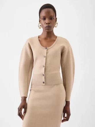 Die Doppio-Strickjacke Geschwungene Strickjacke