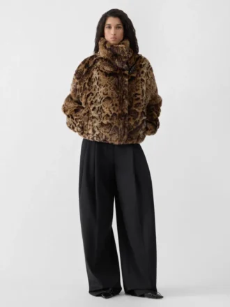 Die Fernando-Jacke Kunstlederjacke mit Leopardenmuster