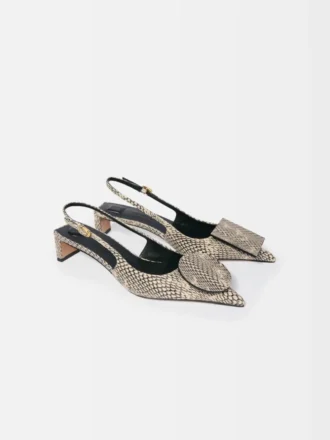 Die flachen Duelo-Slingbacks Runde und eckige Kitten Heels