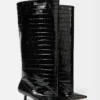 Die hohen Tourni-Stiefel Breite kniehohe Stiefel