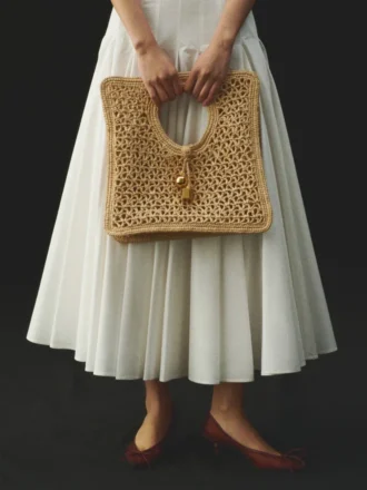 Die kleine quadratische Tasche Spiaggia Kleine quadratische Tasche aus Raffia