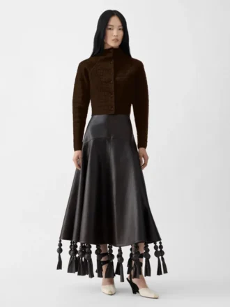 Die Scala-Strickjacke Strickjacke mit hohem Kragen