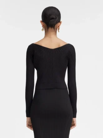 La maille Pralù longue Nahtloser Cardigan mit Charm-Logo