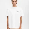 T-Shirt mit Adresse „Montaigne“ Kurzarm-T-Shirt mit Logo und Adresse – exklusiv online und in unserem Store in Paris erhältlich